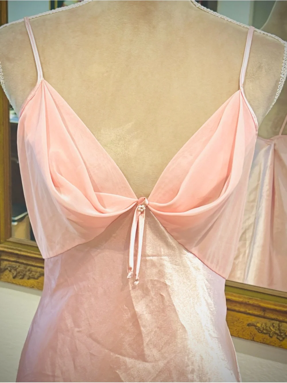 Vintage Baby Doll Pink Slip Dress Chemise Lingerie Sz medium